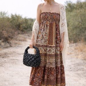 Black Quilted Bag Boho Puffer